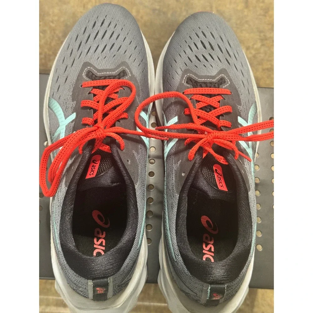 ASICS Novablast 2 Mens 12 Gray Blue Red Good Running Shoes 1011B192 Cushioned
